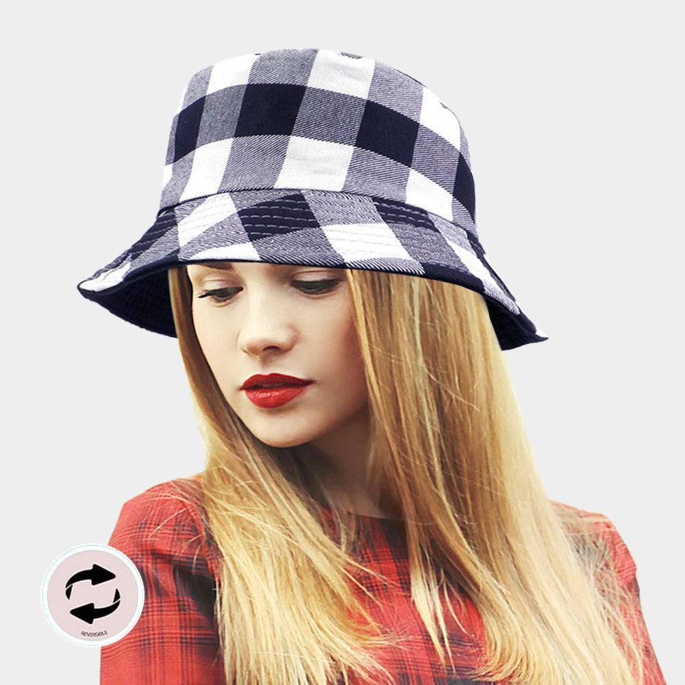 Reversible Buffalo Check Patterned Bucket Hat - Jewelry Store by Erik Rayo