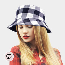 Load image into Gallery viewer, Reversible Buffalo Check Patterned Bucket Hat
