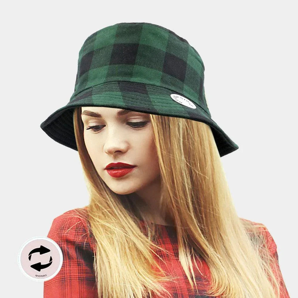 Reversible Buffalo Check Patterned Bucket Hat - Jewelry Store by Erik Rayo