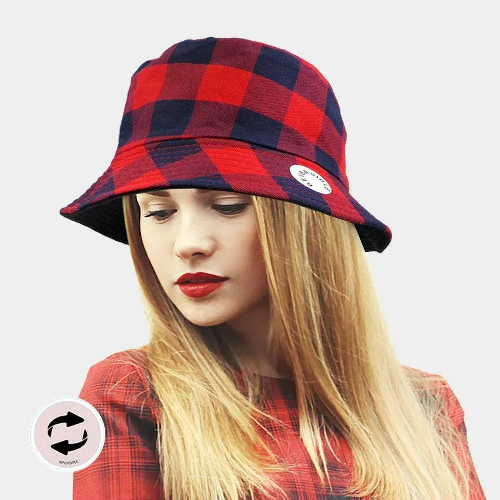 Reversible Buffalo Check Patterned Bucket Hat - Jewelry Store by Erik Rayo