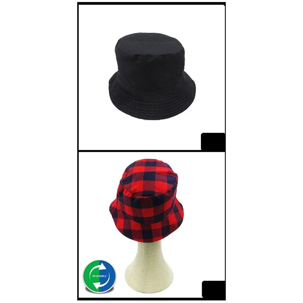 Reversible Buffalo Check Patterned Bucket Hat - Jewelry Store by Erik Rayo