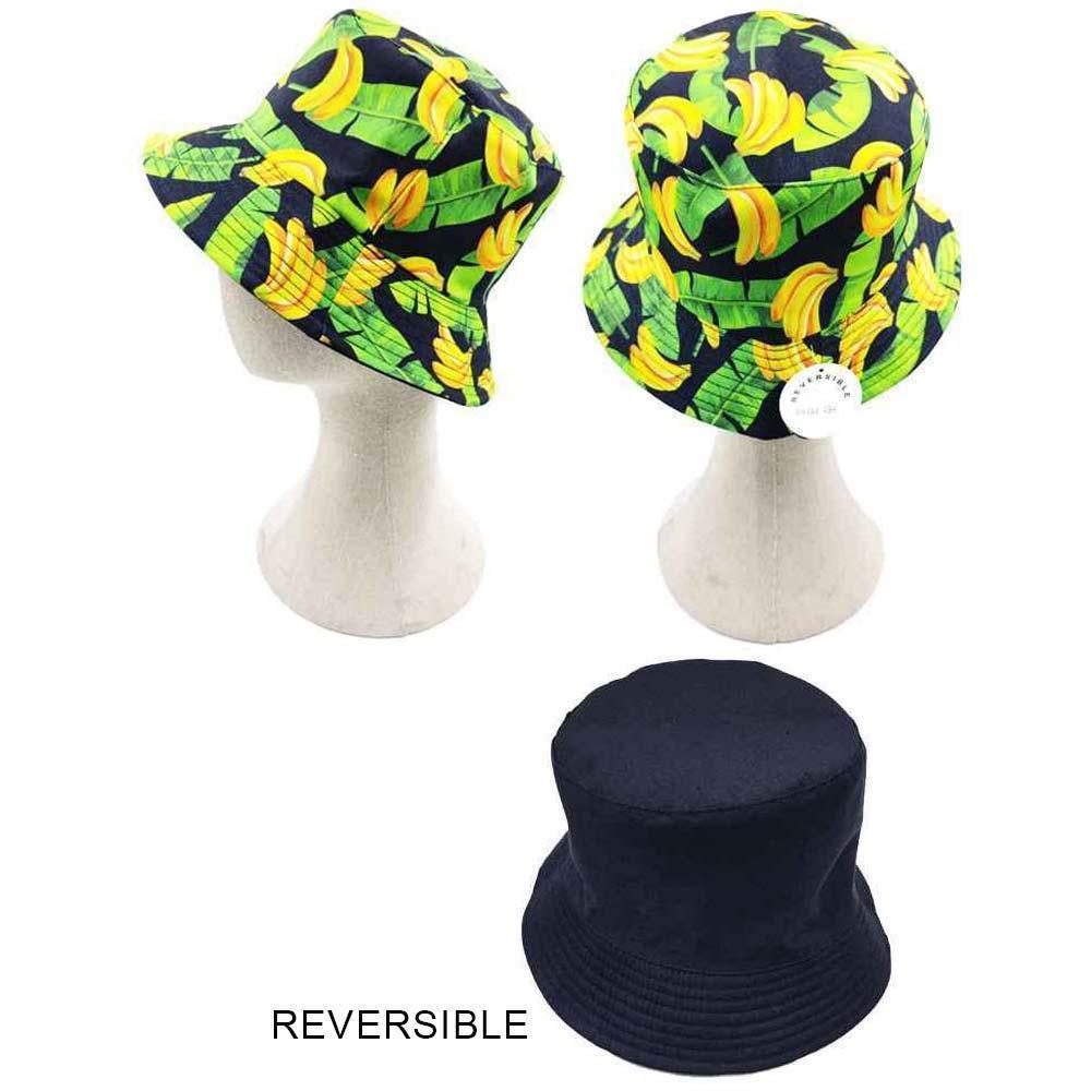 Banana Leaf Patterned Reversible Bucket Hat - Jewelry Store by Erik Rayo
