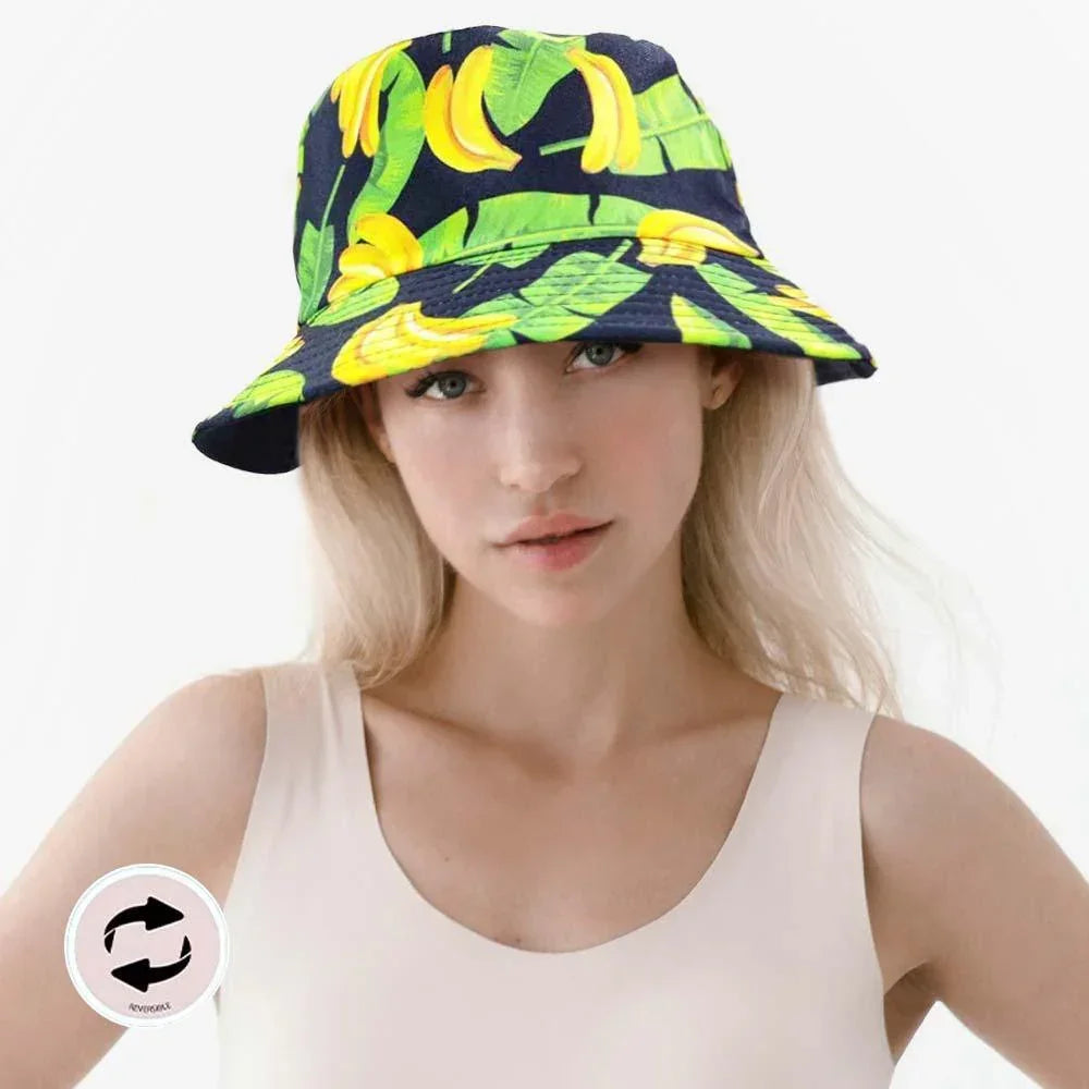 Banana Leaf Patterned Reversible Bucket Hat - Jewelry Store by Erik Rayo