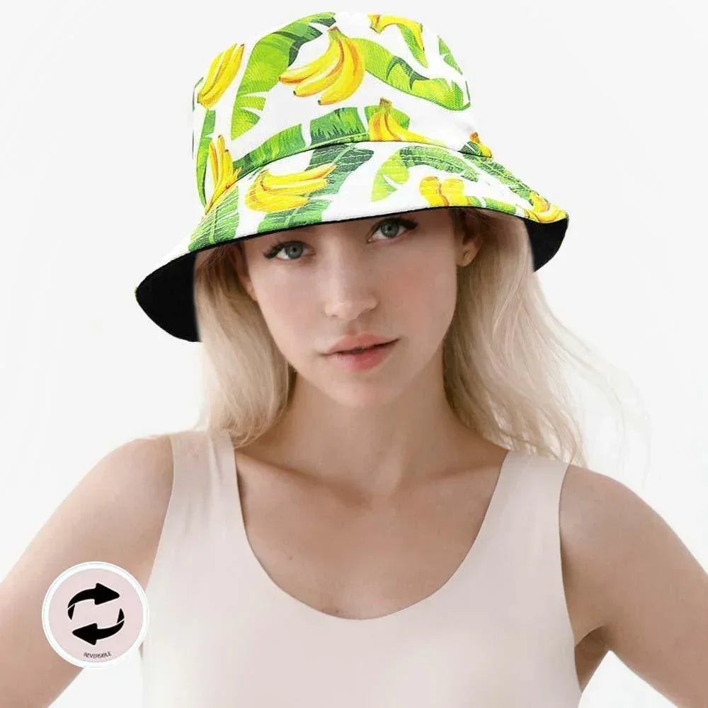 Banana Leaf Patterned Reversible Bucket Hat - Jewelry Store by Erik Rayo