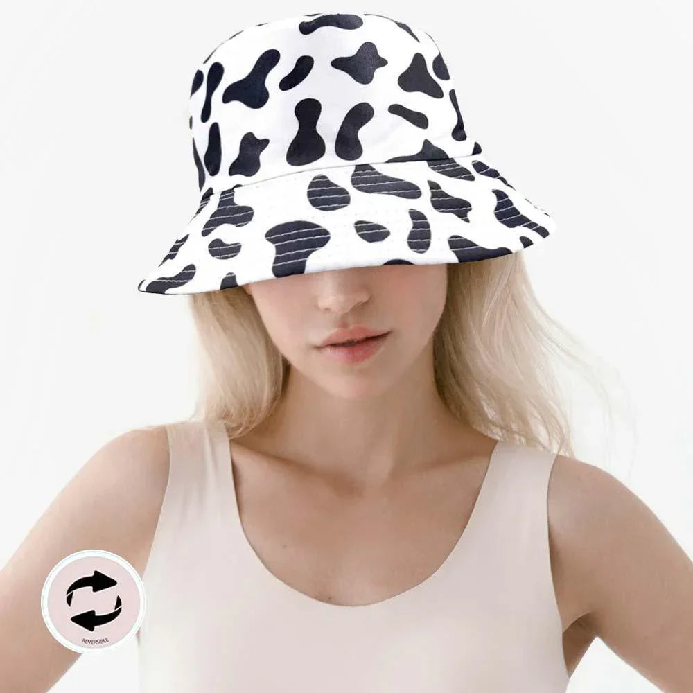 Cow Patterned Reversible Bucket Hat - Jewelry Store by Erik Rayo