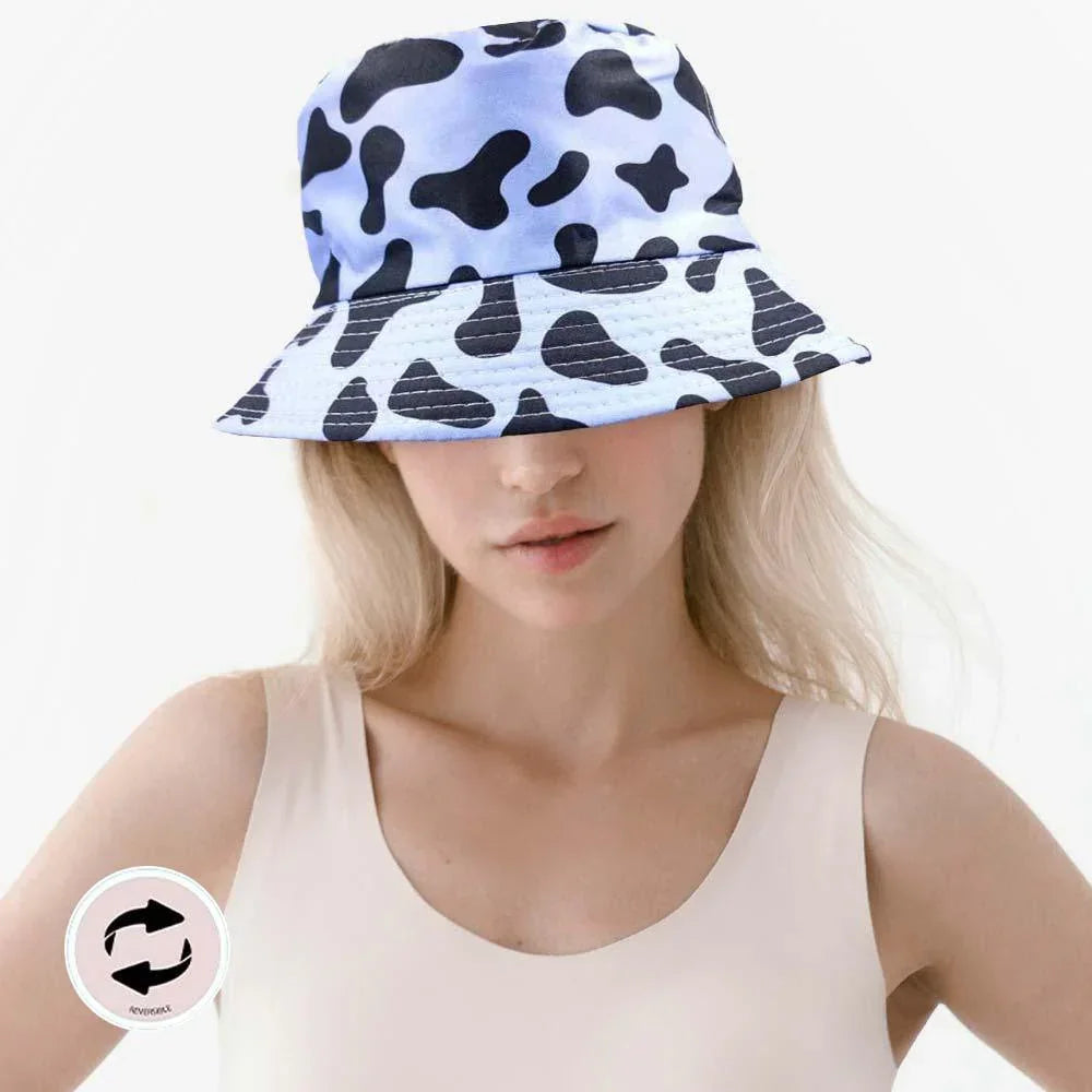 Cow Patterned Reversible Bucket Hat - Jewelry Store by Erik Rayo