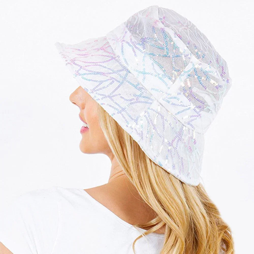 Sequin Embellished Mesh Bucket Hat - Jewelry Store by Erik Rayo