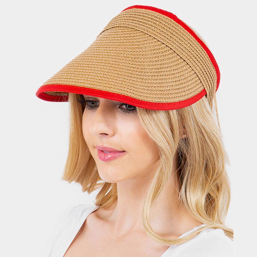 Solid Trimmed Straw Visor Sun Hat - Jewelry Store by Erik Rayo
