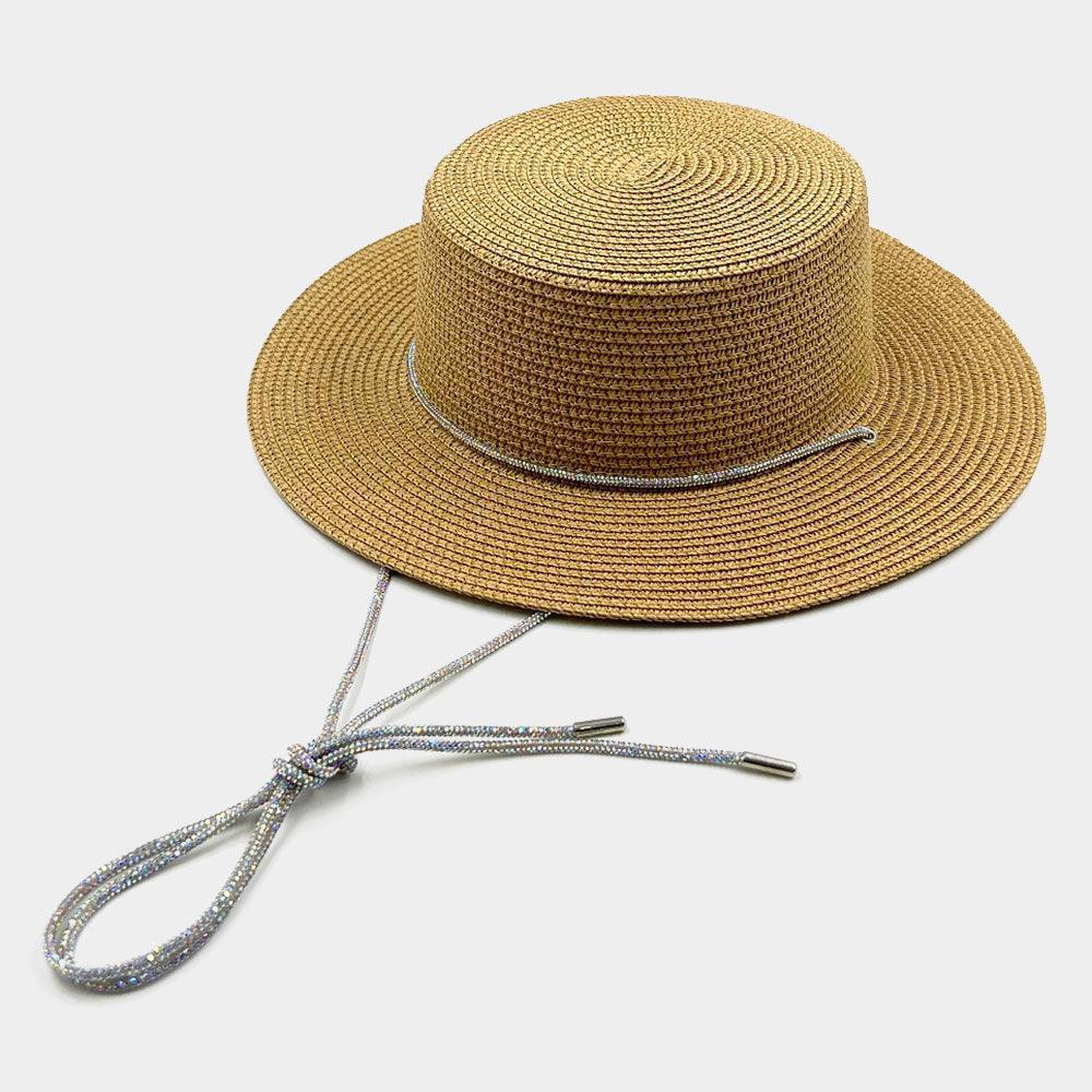 Bling Chin Tie Straw Sun Hat - Jewelry Store by Erik Rayo