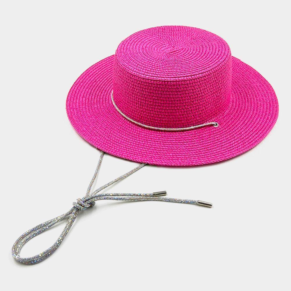 Bling Chin Tie Straw Sun Hat - Jewelry Store by Erik Rayo