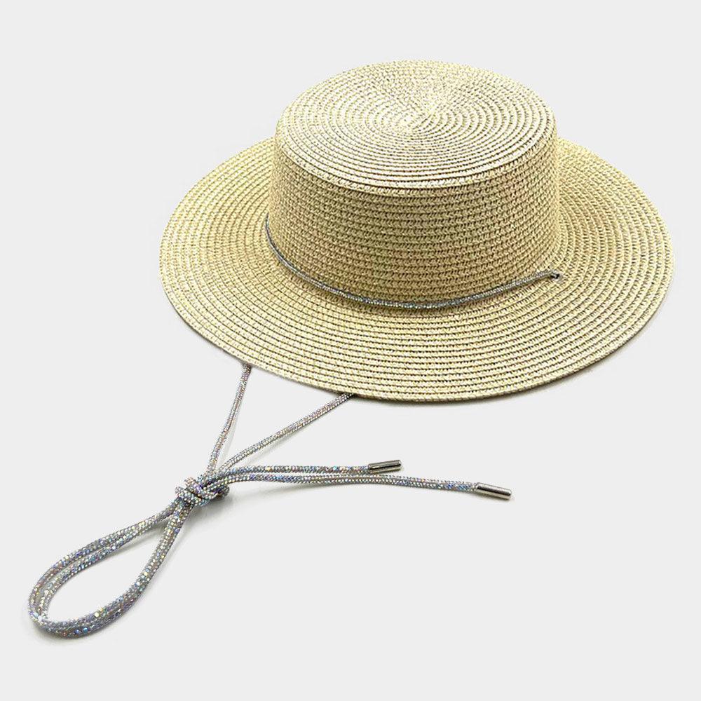 Bling Chin Tie Straw Sun Hat - Jewelry Store by Erik Rayo
