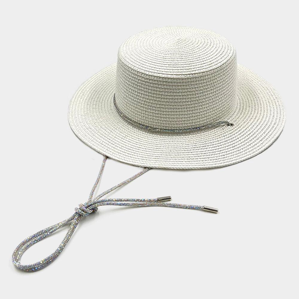 Bling Chin Tie Straw Sun Hat - Jewelry Store by Erik Rayo