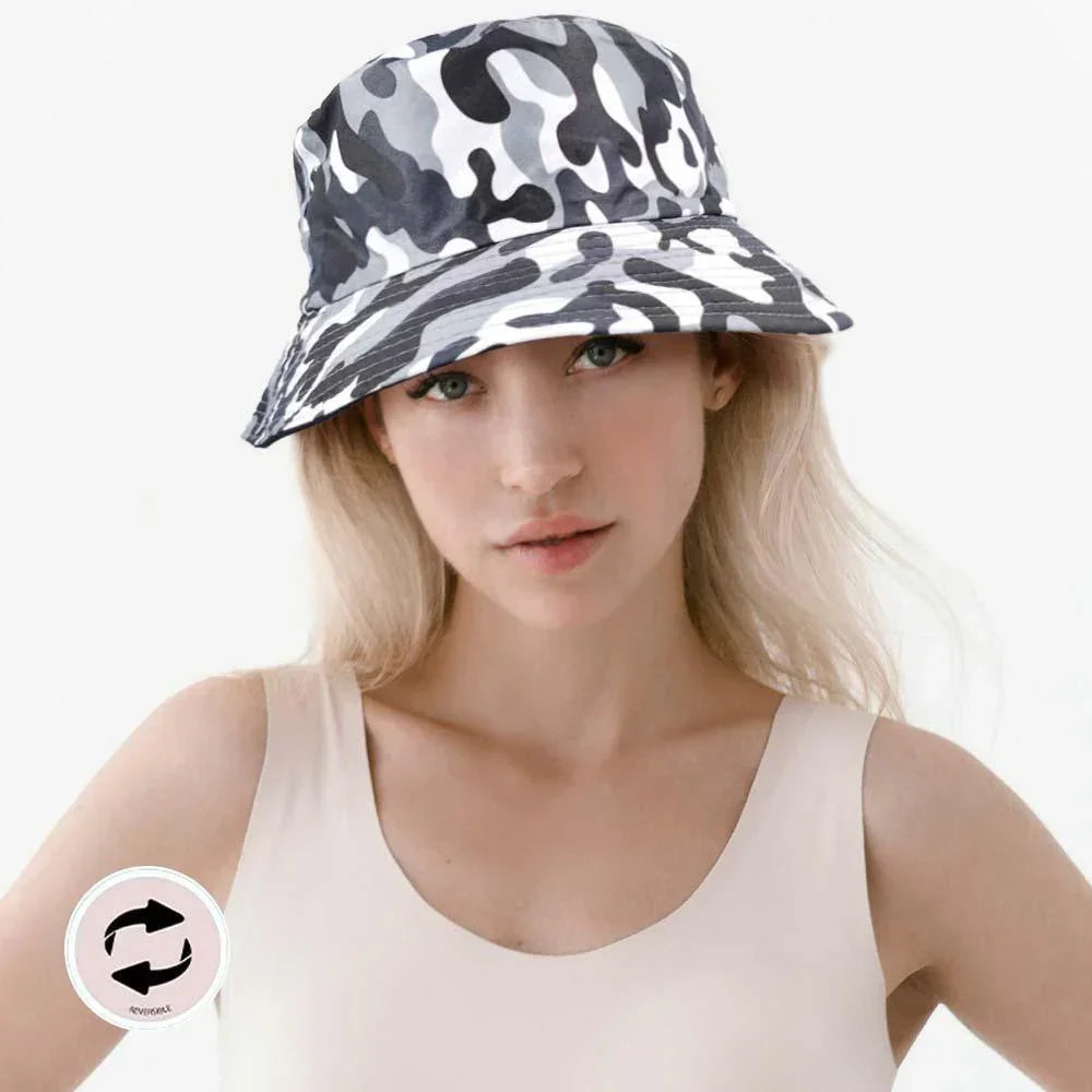 Camouflage Patterned Reversible Bucket Hat - Jewelry Store by Erik Rayo