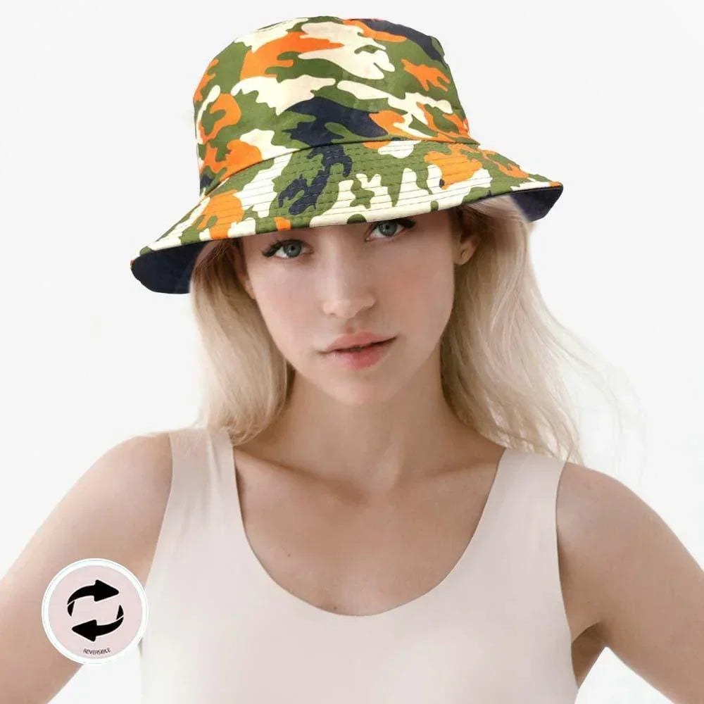 Camouflage Patterned Reversible Bucket Hat - Jewelry Store by Erik Rayo