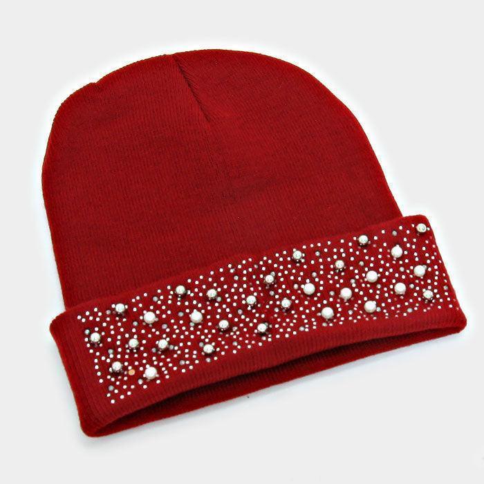 Pearl Crystal Metal Ball Cluster Beanie Hat - Jewelry Store by Erik Rayo