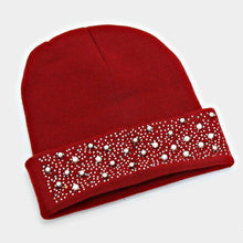 Load image into Gallery viewer, Pearl Crystal Metal Ball Cluster Beanie Hat
