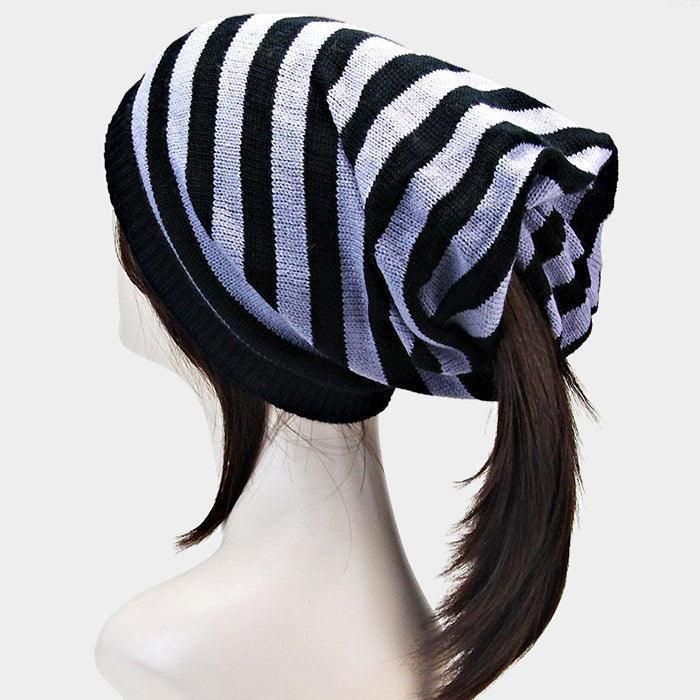 Striped Acrylic Open End Beanie - Jewelry Store by Erik Rayo