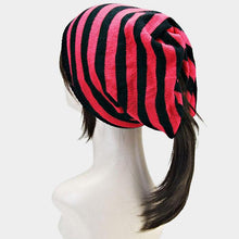 Load image into Gallery viewer, Striped Acrylic Open End Beanie
