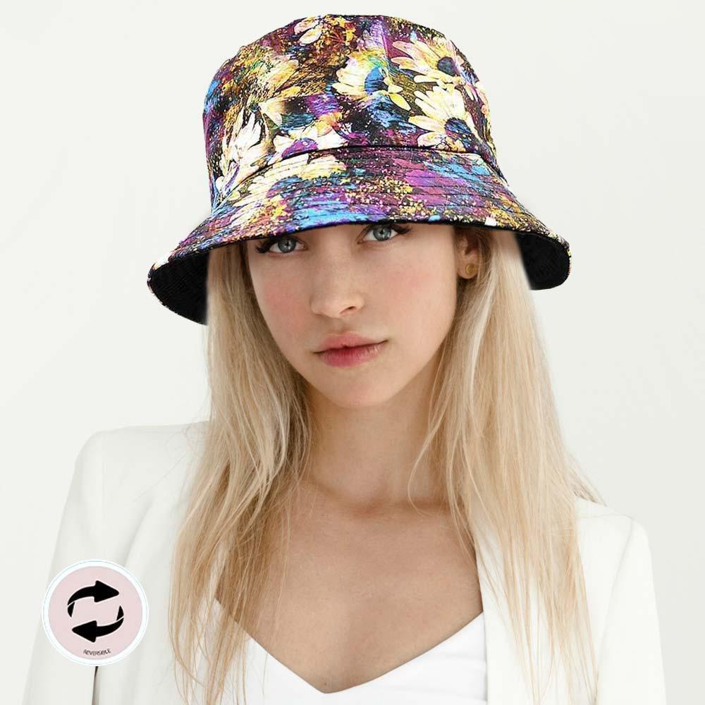 Flower Patterned Reversible Bucket Hat - Jewelry Store by Erik Rayo