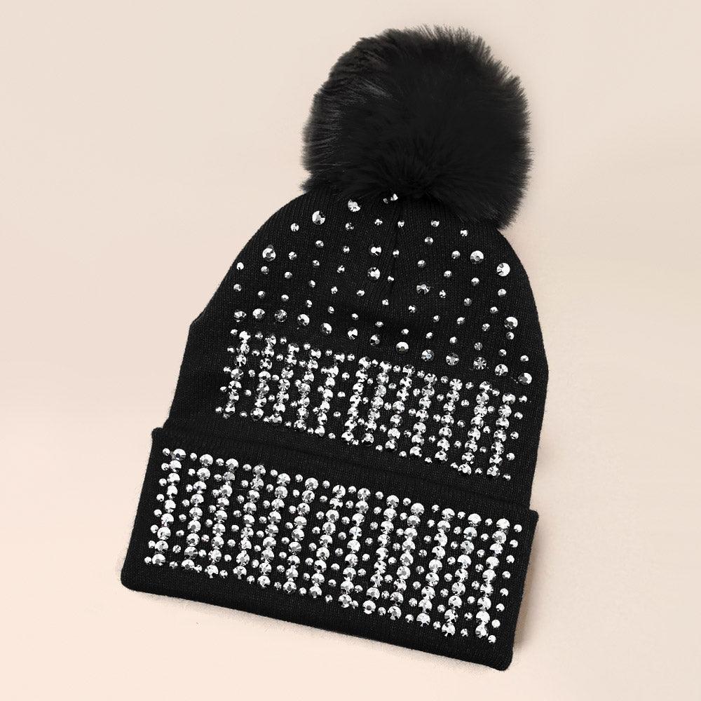 Bling Pom Pom Beanie Hat - Jewelry Store by Erik Rayo