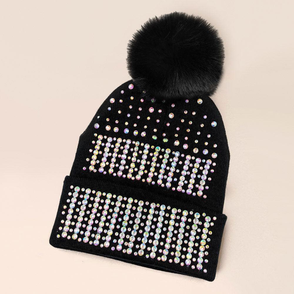 Bling Pom Pom Beanie Hat - Jewelry Store by Erik Rayo