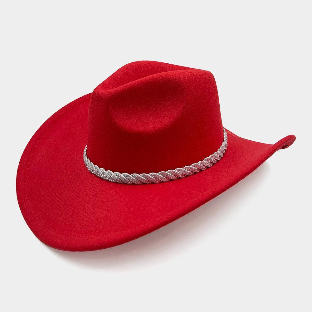 Stone Paved Twisted Strap Band Pointed Cowboy Fedora Hat - Jewelry Store by Erik Rayo
