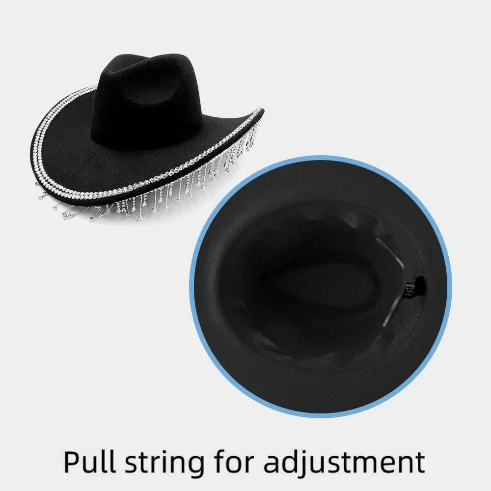 Rhinestone Stone Paved Fringe Around Cowboy Western Hat - Jewelry Store by Erik Rayo