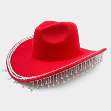 Load image into Gallery viewer, Rhinestone Stone Paved Fringe Around Cowboy Western Hat
