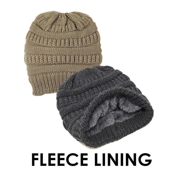 Fleece Lining Soft Cable Knit Bean Hat - Jewelry Store by Erik Rayo