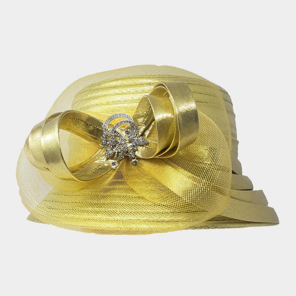Bow Accented Metallic Dressy Hat - Jewelry Store by Erik Rayo