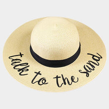 Load image into Gallery viewer, Take to the Sand Embroidery Straw Floppy Sun Hat
