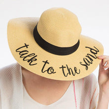 Load image into Gallery viewer, Take to the Sand Embroidery Straw Floppy Sun Hat
