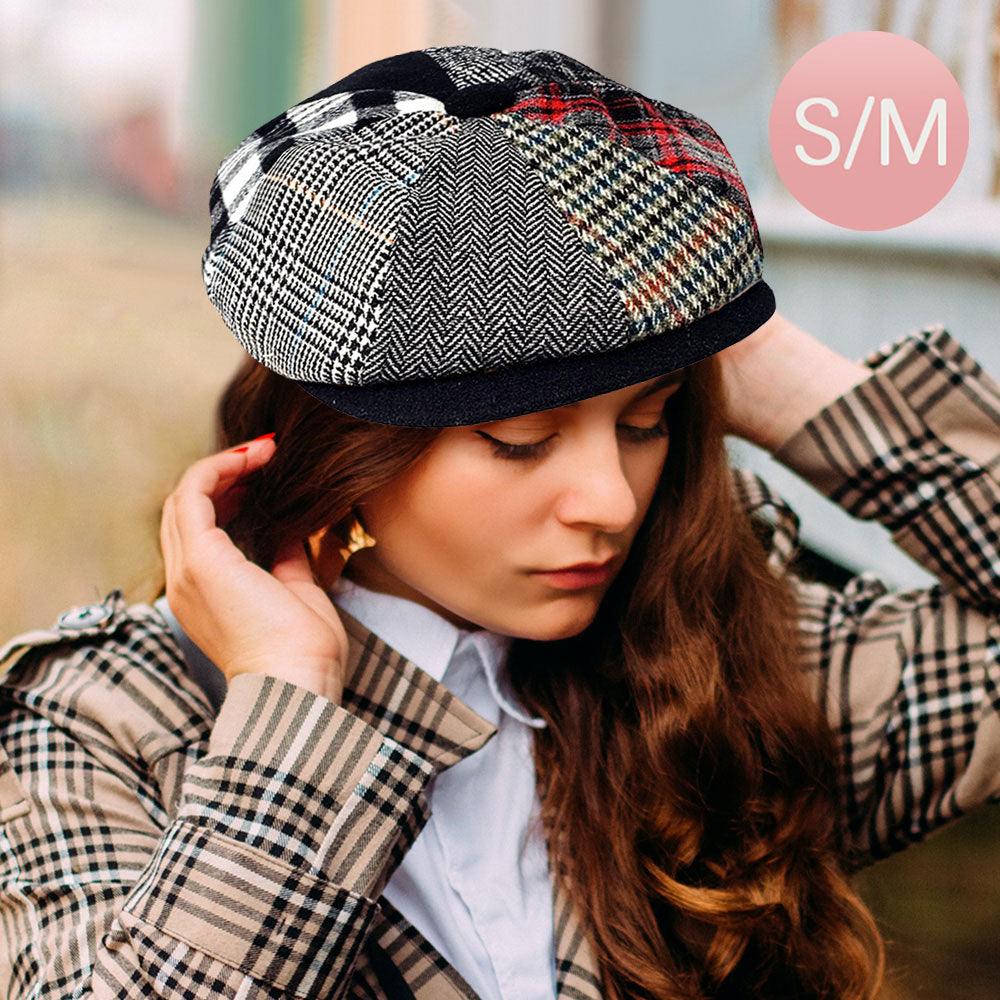 Patchwork Wool Newsboy Hat