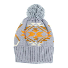 Load image into Gallery viewer, Pom Pom Western Pattern Beanie Hat
