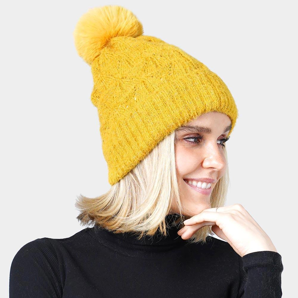 Pom Pom Multi Color Lurex Knit Beanie Hat - Jewelry Store by Erik Rayo