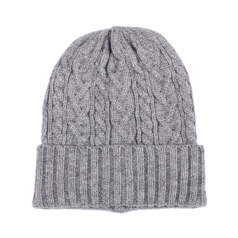 Gray Cable Knit Cuff Beanie Hat - Jewelry Store by Erik Rayo