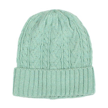 Load image into Gallery viewer, Pistachio Cable Knit Cuff Beanie Hat
