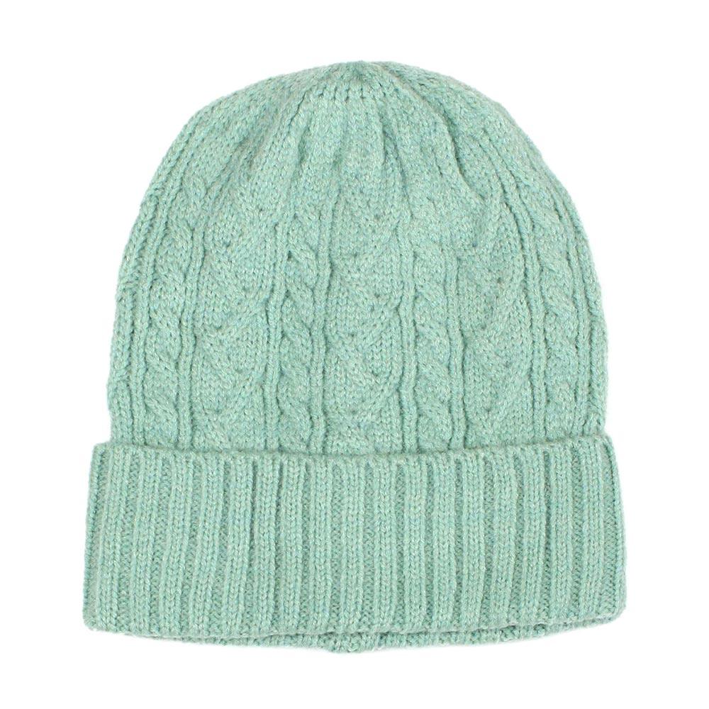 Pistachio Cable Knit Cuff Beanie Hat
