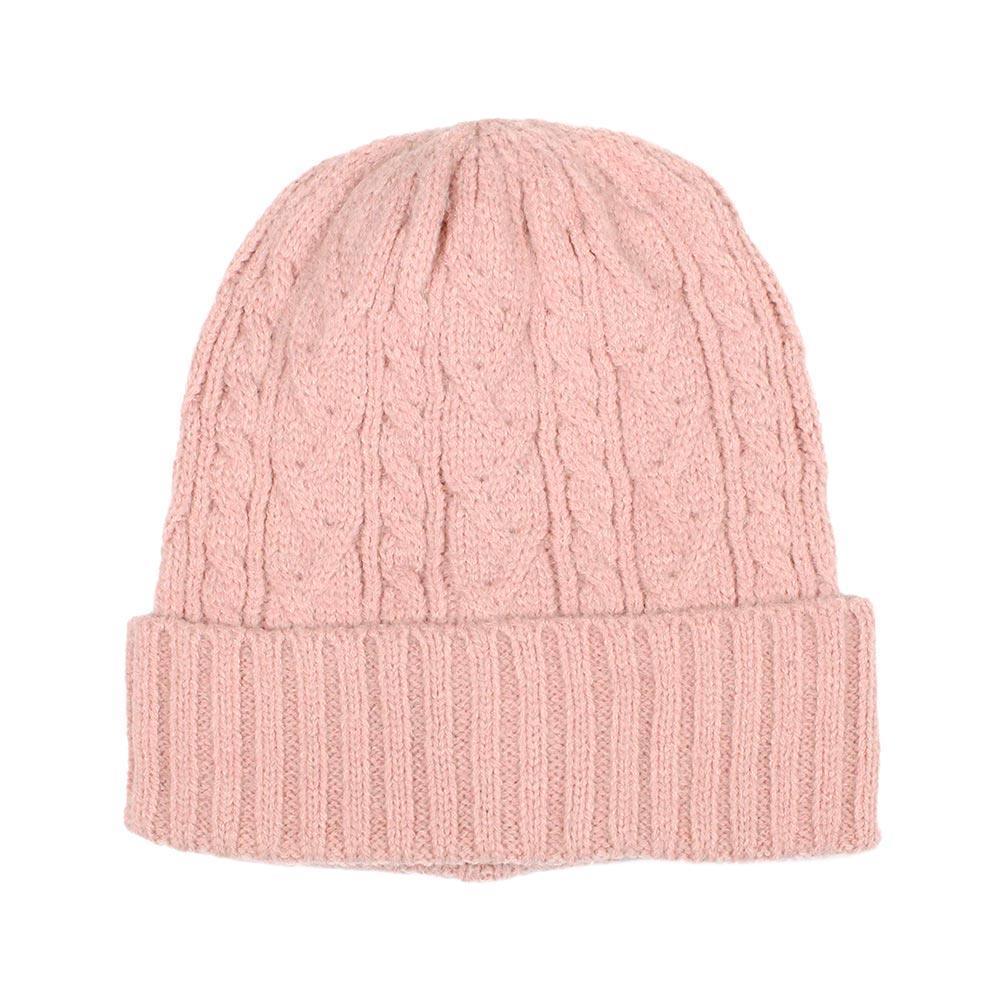 Pink Cable Knit Cuff Beanie Hat - Jewelry Store by Erik Rayo