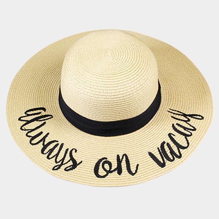 Always on Vacay Embroidery Straw Floppy Sun Hat - Jewelry Store by Erik Rayo