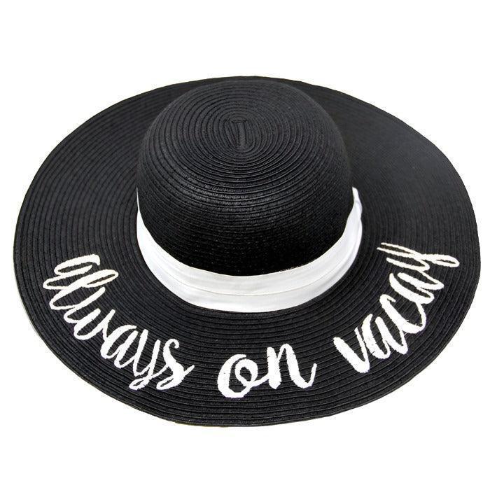 Always on Vacay Embroidery Straw Floppy Sun Hat - Jewelry Store by Erik Rayo