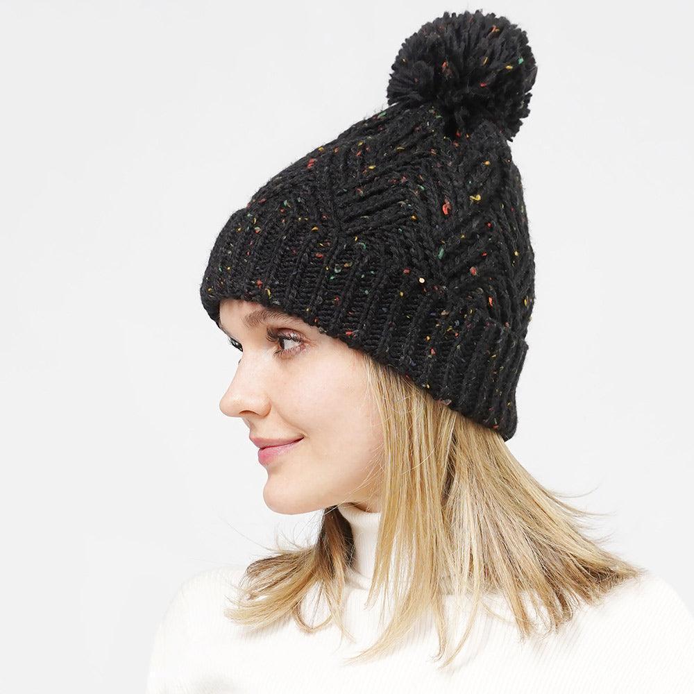 Confetti Knit Pom Pom Beanie Hat - Jewelry Store by Erik Rayo
