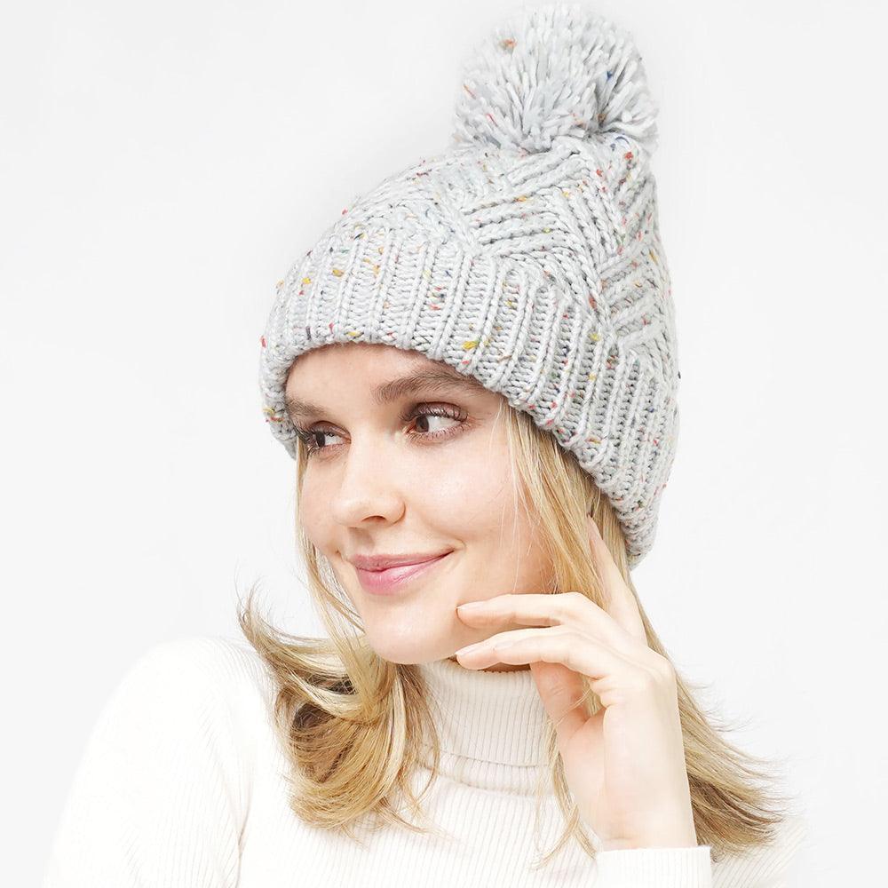 Confetti Knit Pom Pom Beanie Hat - Jewelry Store by Erik Rayo