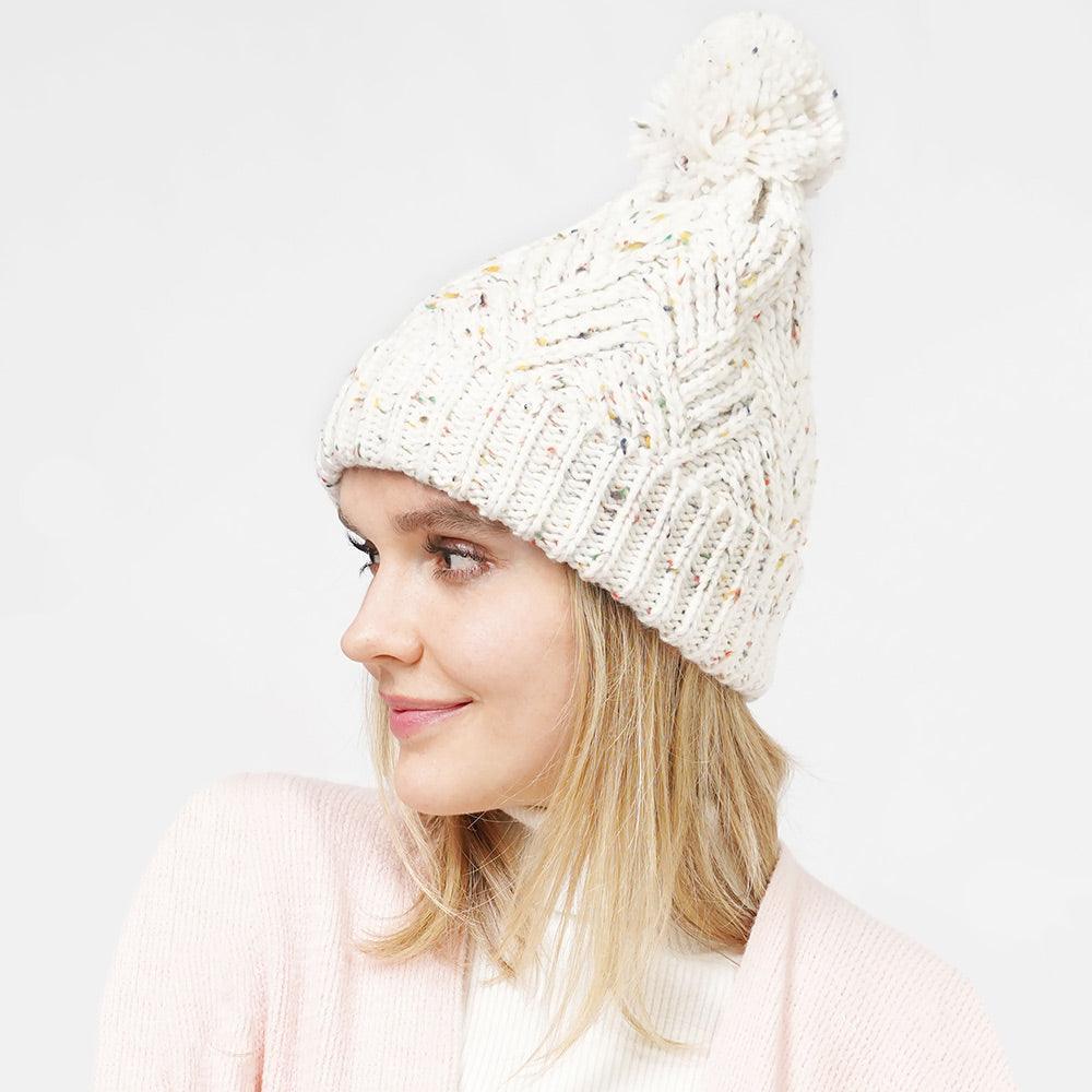 Confetti Knit Pom Pom Beanie Hat - Jewelry Store by Erik Rayo