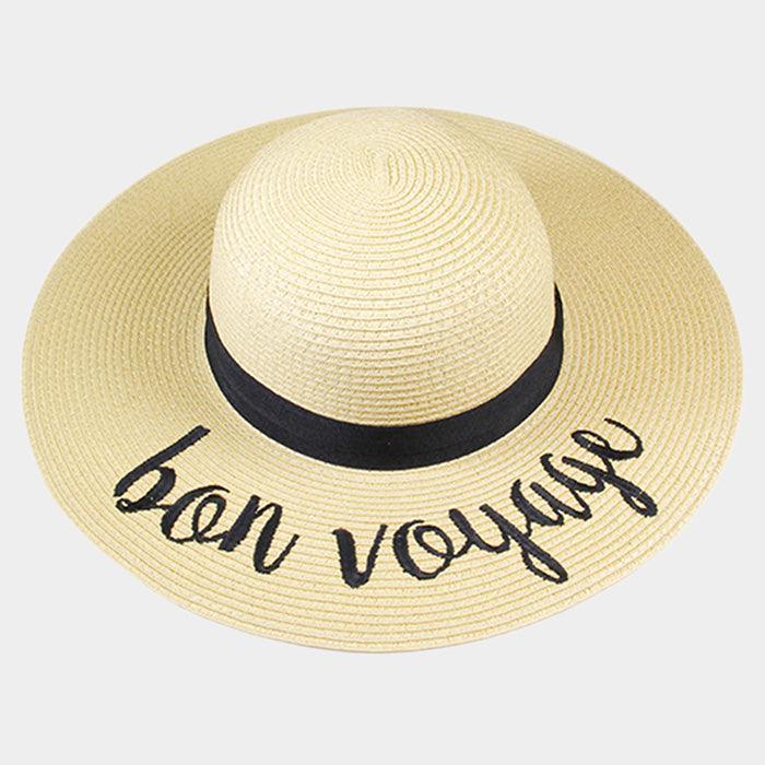 Bon Voyage Embroidery Straw Floppy Sun Hat - Jewelry Store by Erik Rayo