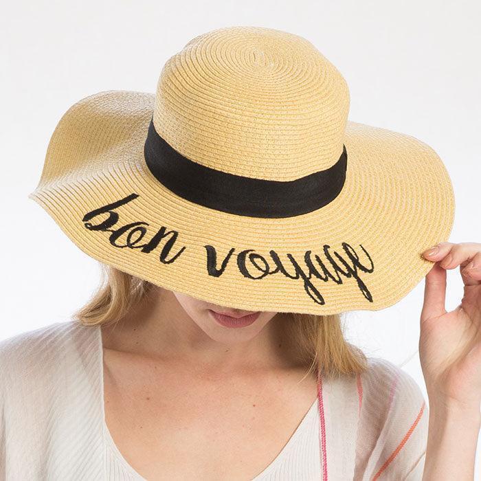 Bon Voyage Embroidery Straw Floppy Sun Hat - Jewelry Store by Erik Rayo