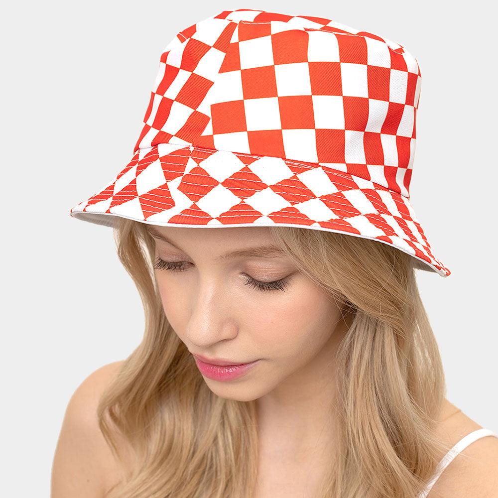 Reversible Checkerboard Bucket Hat