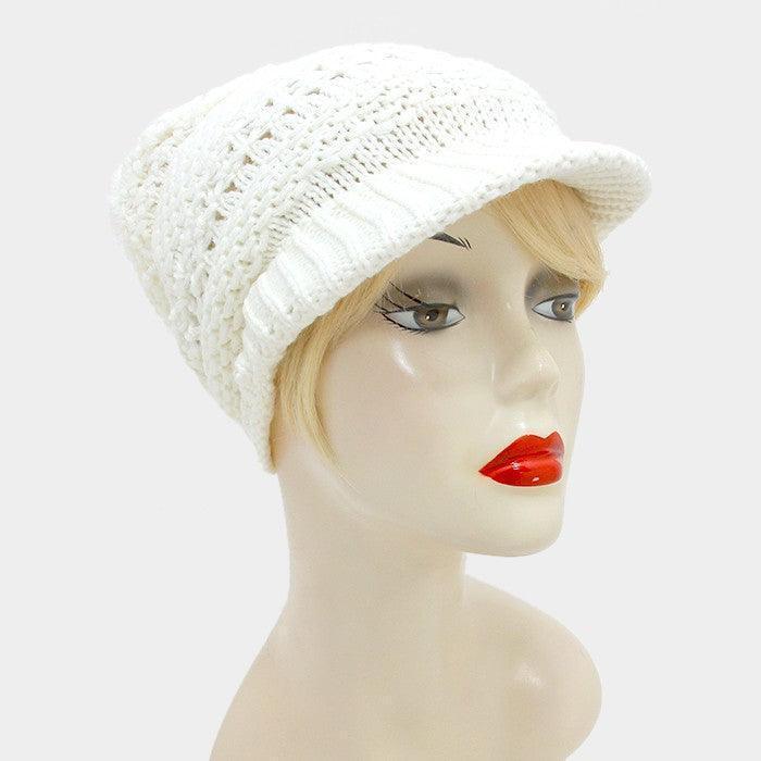 Knit visor hat with pom pom - Jewelry Store by Erik Rayo