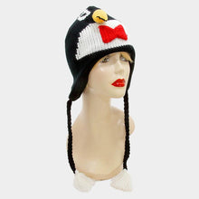 Load image into Gallery viewer, Knit tassel drop penguin earcuff hat
