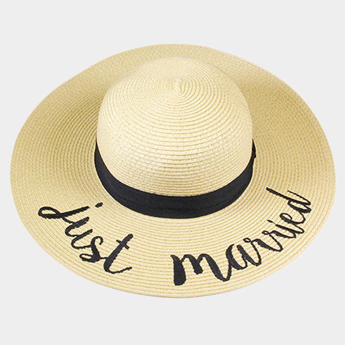 Just Married Embroidery Straw Floppy Sun Hat - Jewelry Store by Erik Rayo